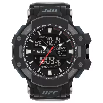 TIMEX heren digitaal horloge TW5M51800 53mm resin behuizing zwarte resin band grijs wijzerplaat INDIGLO nachtlicht 100m waterdichtheid