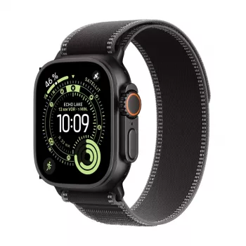 Apple Watch Ultra 3 GPS + Cellular 49mm Black Titanium behuizing met Black/Charcoal Trail Loop - M/L