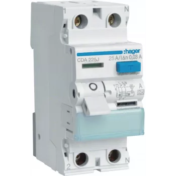 HAGER CDA225J aardlekschakelaar 1P+N 25A 30mA type A 6kA