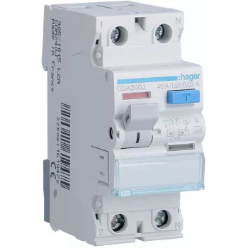 HAGER CDA240J aardlekschakelaar 1P+N 40A 30mA Type A 6kA