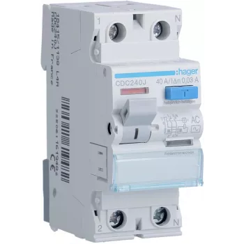 HAGER CDC240J aardlekschakelaar 1P+N 40A 30mA 6kA AC