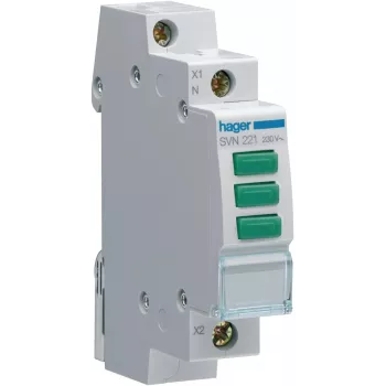 HAGER SVN221 modulaire signaallamp, 230V AC, 3 x groene LED, DIN-rail