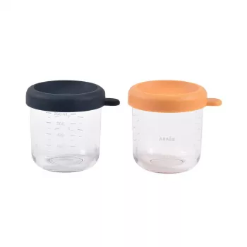 BEABA glazen potjesset met deksels 2 x 250 ml Night Blue/Honey