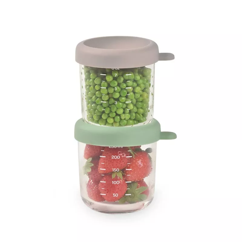 BEABA glazen potjesset met deksels 2 x 250 ml saliegroen/Gazelle