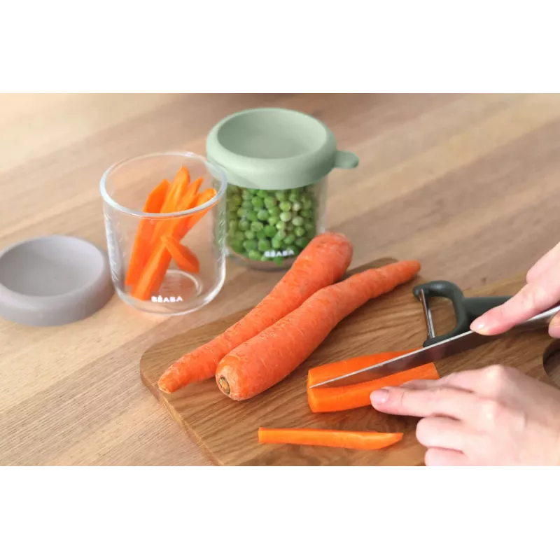 BEABA glazen potjesset met deksels 2 x 250 ml saliegroen/Gazelle