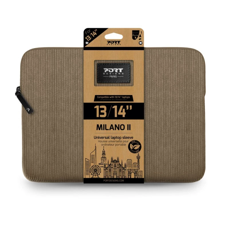 PORT DESIGNS MILANO II ECO sleeve voor 13/14 inch laptop, bruin