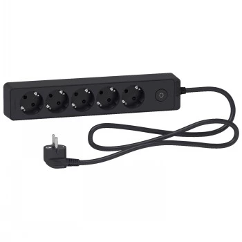 Schneider Electric Unica Extend Schuko-verlengsnoer 5 stopcontacten antraciet