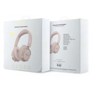 Guess Bluetooth over-ear koptelefoon ENC Rectangle Metal Script roze