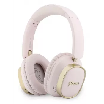 Guess Bluetooth over-ear koptelefoon ENC Rectangle Metal Script roze