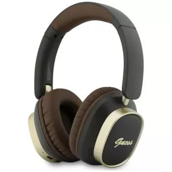 Guess Bluetooth over-ear koptelefoon ENC Rectangle Metal Script bruin