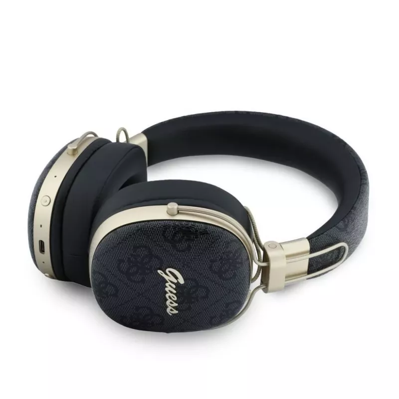 Guess over-ear Bluetooth-koptelefoon met ENC, Metal 4G Script Logo, zwart