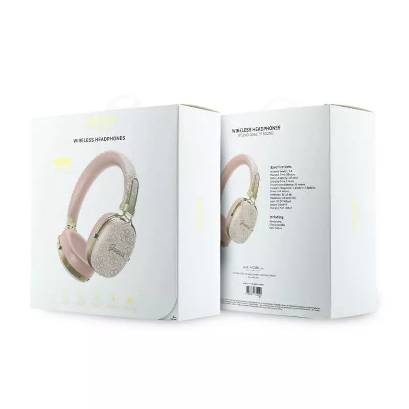 Guess over-ear Bluetooth-koptelefoon ENC Metal 4G Script Logo roze