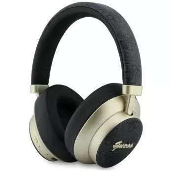 Guess GUE005456 Bluetooth over-ear koptelefoon met ENC, 4G Gold Script Metal, zwart