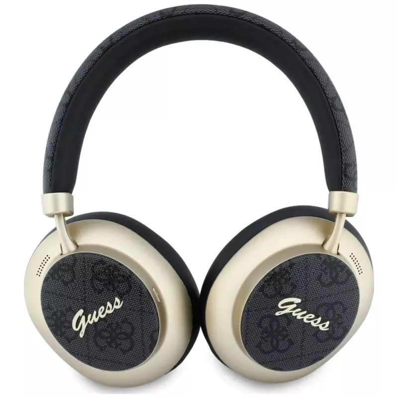 Guess GUE005456 Bluetooth over-ear koptelefoon met ENC, 4G Gold Script Metal, zwart