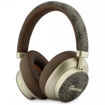 Guess GUE005457 over-ear Bluetooth-koptelefoon met ENC, bruin, Gold Script Metal design