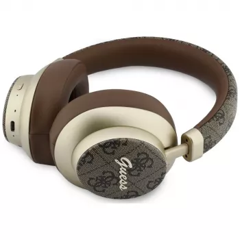 Guess GUE005457 over-ear Bluetooth-koptelefoon met ENC, bruin, Gold Script Metal design