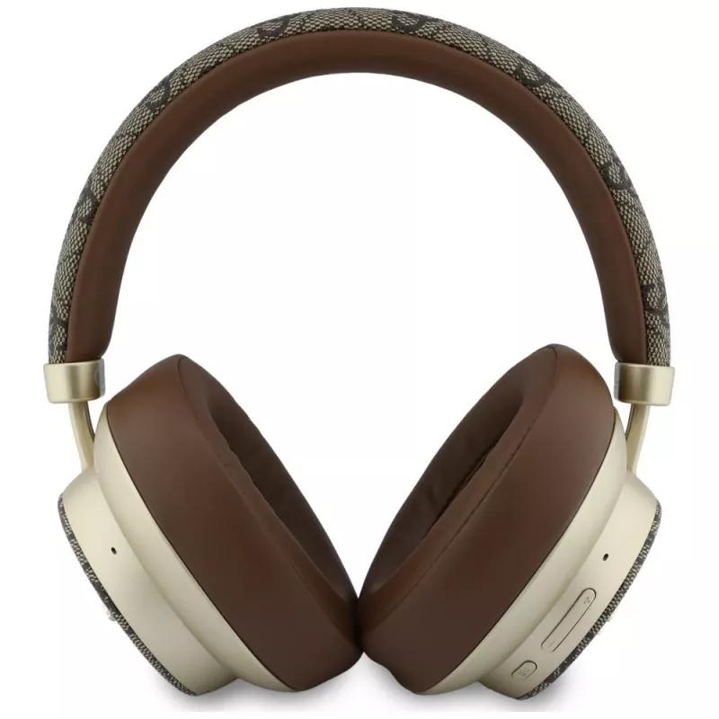 Guess GUE005457 over-ear Bluetooth-koptelefoon met ENC, bruin, Gold Script Metal design