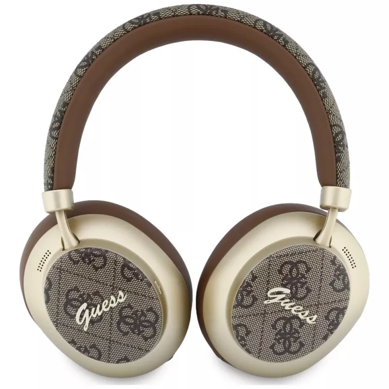 Guess GUE005457 over-ear Bluetooth-koptelefoon met ENC, bruin, Gold Script Metal design