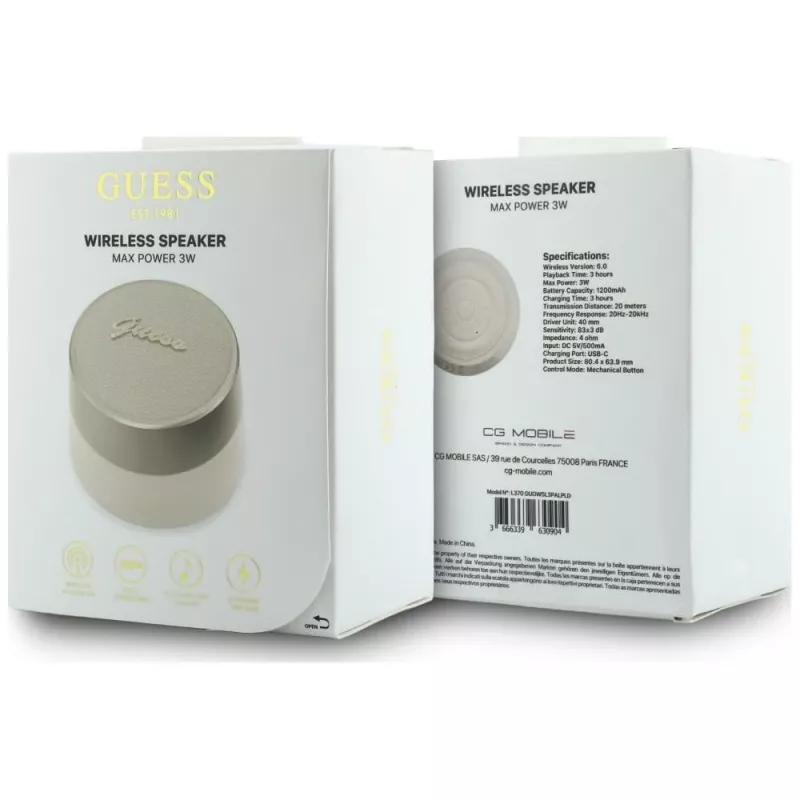 GUESS Bluetooth-luidspreker 5W Script MetalLogo goud