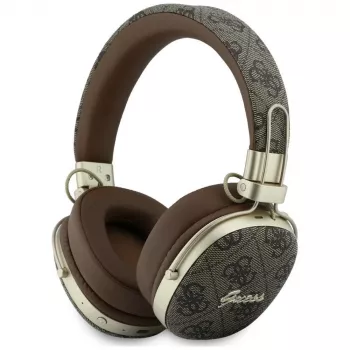 Guess GUE005462 Bluetooth over-ear koptelefoon met ENC, metaaldesign, 4G Script Logo, bruin