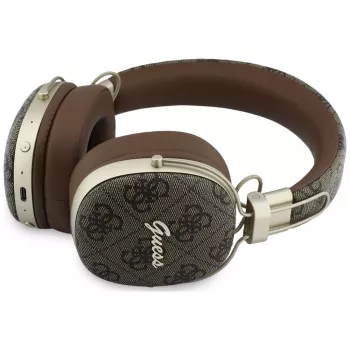 Guess GUE005462 Bluetooth over-ear koptelefoon met ENC, metaaldesign, 4G Script Logo, bruin
