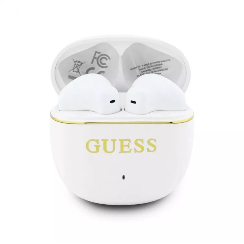 GUESS Glossy Gold Line Classic TWS oordopjes wit