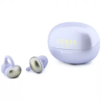 GUESS open-ear draadloze koptelefoon met metallic finish en elektroplated onderdelen, klassiek logo, lila