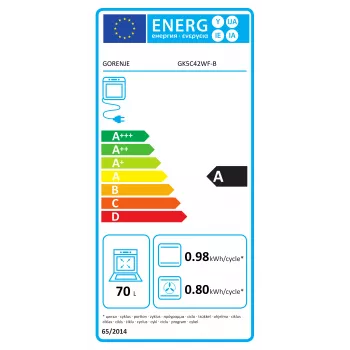 Gorenje GK5C42WF-B vrijstaand gas-elektrisch fornuis, wit, 50 cm, 70 L