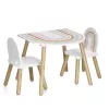Zeller Present 13536 kindermeubelset - tafel en 2 stoelen, wit/natuurhout, MDF, vanaf 3 jaar