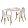 Zeller Present 13536 kindermeubelset - tafel en 2 stoelen, wit/natuurhout, MDF, vanaf 3 jaar