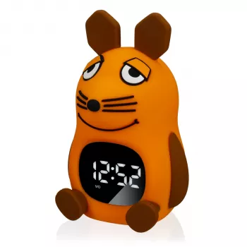 DieMaus wekker voor kinderen met nachtlampje - analoog quartz, warmwit nachtlampje, veelkleurig (blauw/oranje)