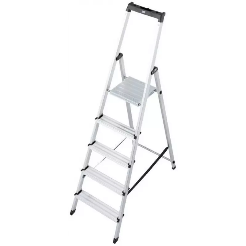 Krause SOLIDY 1x5 126238 eenzijdige trap, 5 treden, aluminium, 150 kg draagvermogen