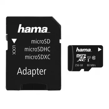 Hama microSDXC 256GB UHS Speed Class 3 UHS-I 100MB/s met SD-adapter