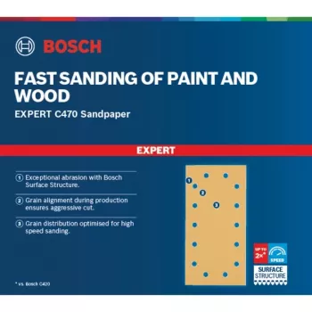 Bosch Expert C470 schuurblad, 115 x 230 mm, korrel K240 (50-pack, voor schuurmachine)