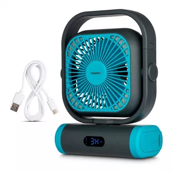 MEDION LIFE Camping Fan E10 TF (MD 12065) grijs/blauw