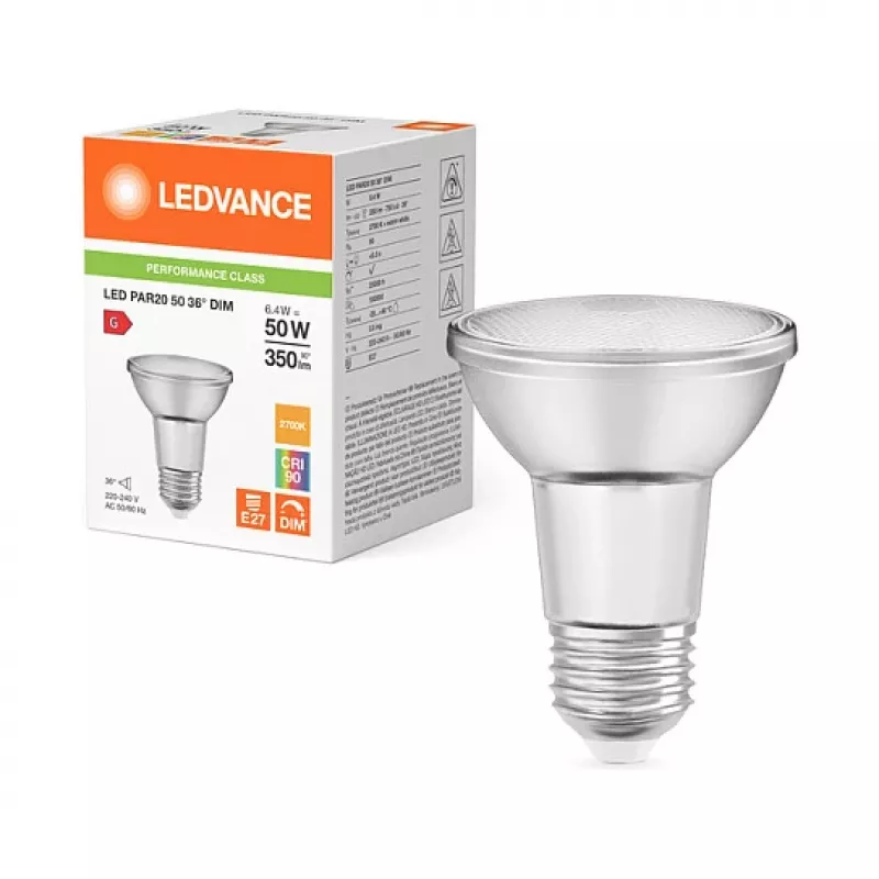OSRAM PAR20 50W 6.4W 927 E27 dimbare LED-reflectielamp 350 lm 2700K warmwit
