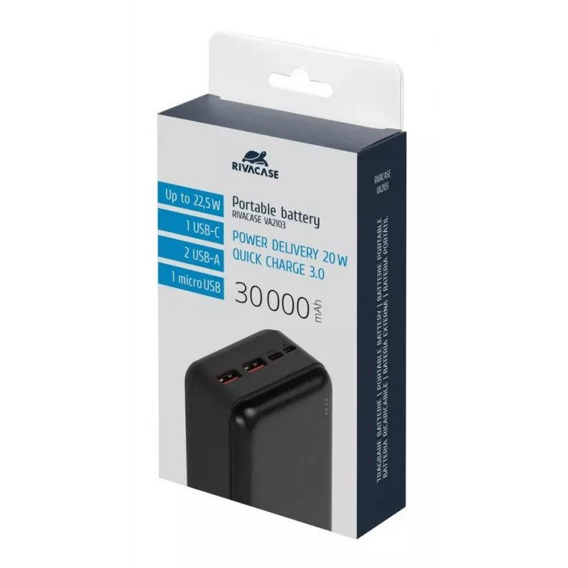 Rivacase VA2103 powerbank 30000 mAh 22.5W zwart