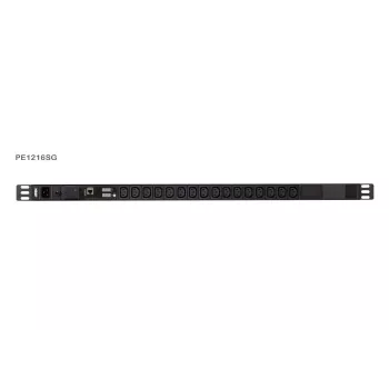 ATEN PE1216SG gemeten PDU met overspanningsbeveiliging, IEC C20 naar 16x C13, 1U rackmontage, 16A, 200-240V