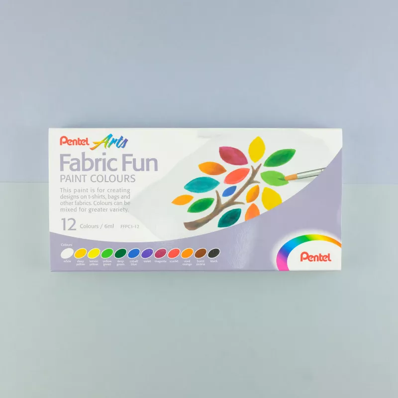Pentel Arts FFPC1-12 textielverfset, diverse kleuren, 12 x 6 ml tubes