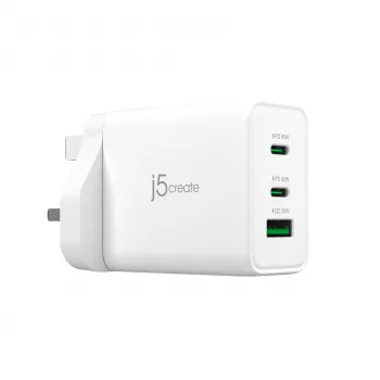 J5CREATE 65W GaN USB-C 3-poorts oplader UK wit
