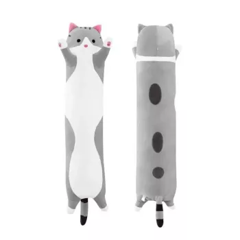 iLike pluchen kat knuffel liggend diermascotte knuffelkussen voor kinderen & volwassenen