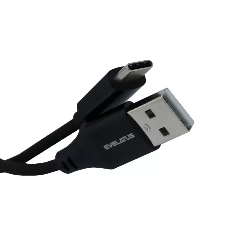 Evelatus AutoSpring Coiled Cable USB A to USB C 1,2m zwart