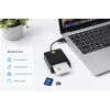 iLike 4-in-1 USB Smart Card Reader met SIM-, SD- & Micro-SD-ondersteuning, CAC-lezer voor ID-bewijzen, Bankpassen, eID en Geheugenkaarten, Zwart