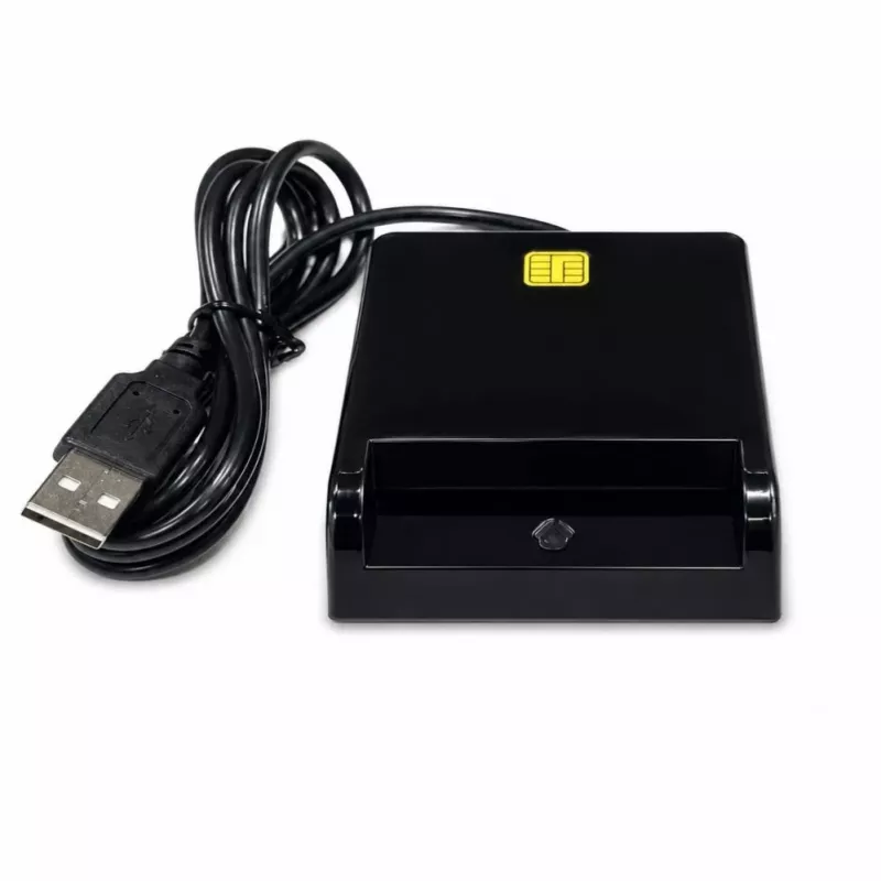 iLike 4-in-1 USB Smart Card Reader met SIM-, SD- & Micro-SD-ondersteuning, CAC-lezer voor ID-bewijzen, Bankpassen, eID en Geheugenkaarten, Zwart
