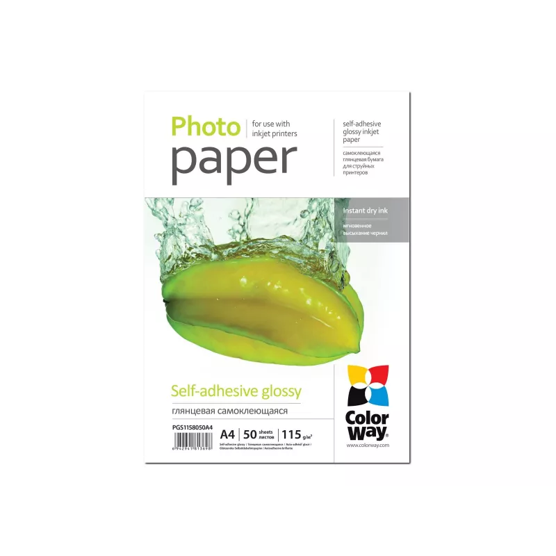 COLORWAY zelfklevend fotopapier glanzend 115 g/m² A4 5 vel