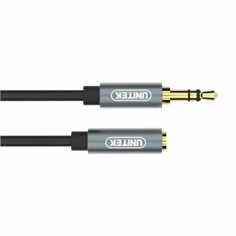 UNITEK 3,5mm audio-verlengkabel 1m - jack naar bus, verguld, zwart