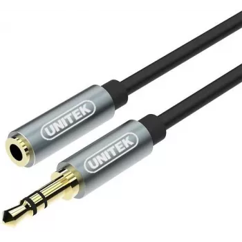 UNITEK 3,5mm audio-verlengkabel 1m - jack naar bus, verguld, zwart
