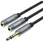 UNITEK Y-C956ABK 3,5mm mini-jack stekker naar 2x 3,5mm jack bus audio-splitter-adapterkabel - zwart