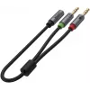 UNITEK Y-C957ABK 3,5mm mini-jack audio splitter kabel, bus naar 2x stekker, 20 cm, zwart