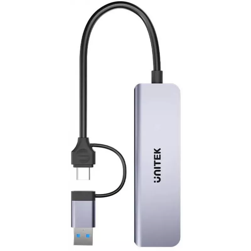 UNITEK 5-in-1 USB-C hub met SD- en MicroSD-kaartlezer, 5 Gbit/s, Space Grey